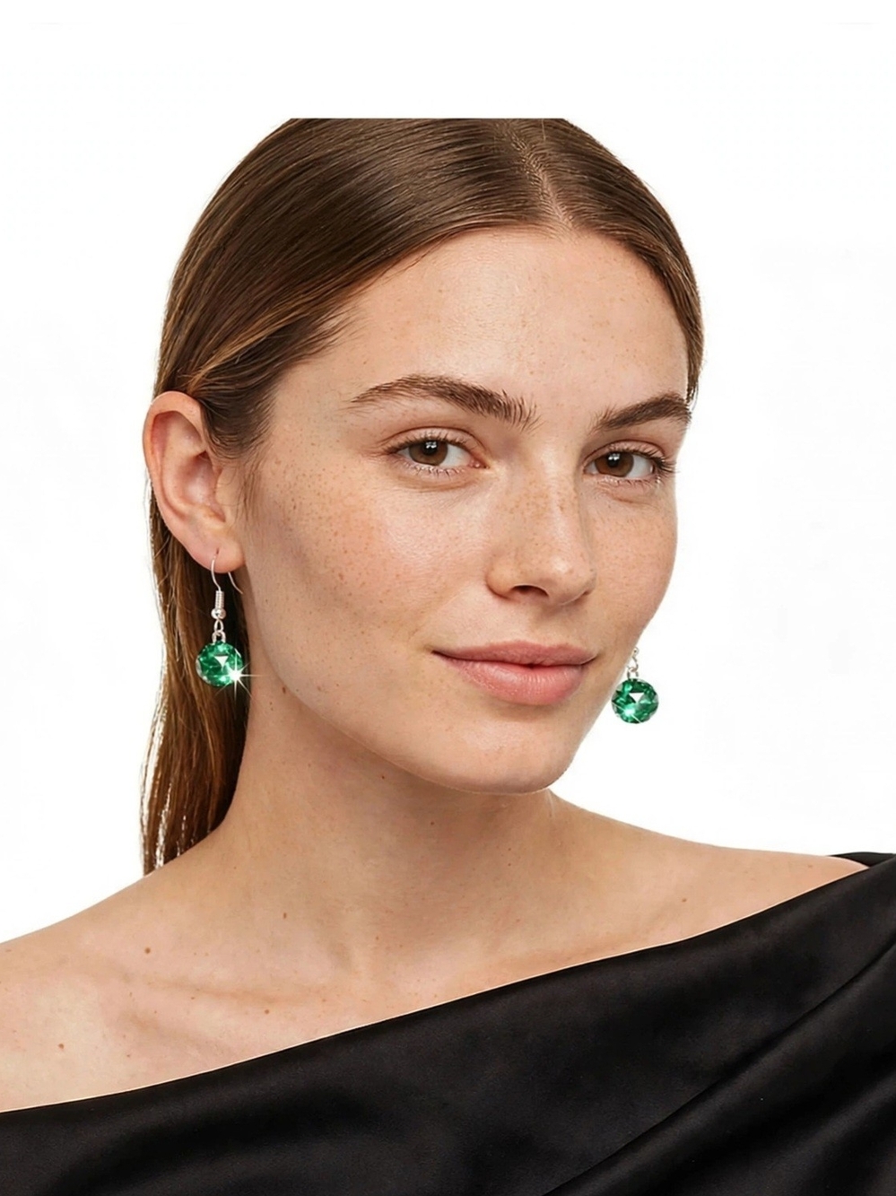 EMERALD Green Swarovski Austrian Crystal Ball Dangle Earrings - Holiday Glam -